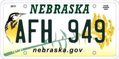 NE license plate AFH949