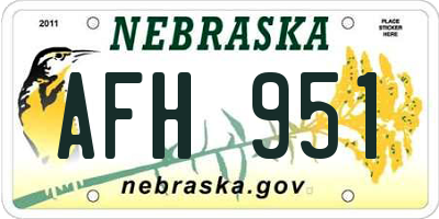 NE license plate AFH951