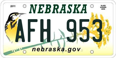 NE license plate AFH953