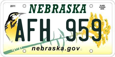 NE license plate AFH959