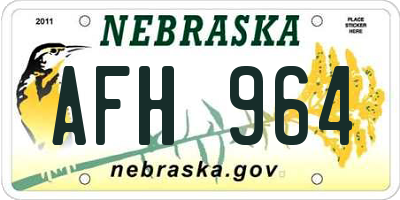 NE license plate AFH964