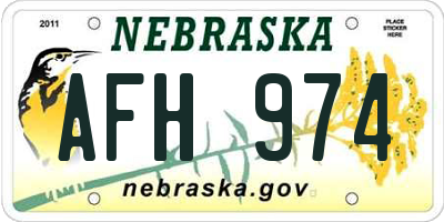 NE license plate AFH974
