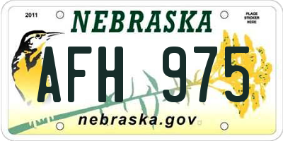 NE license plate AFH975