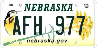 NE license plate AFH977