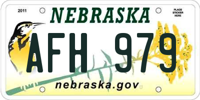 NE license plate AFH979