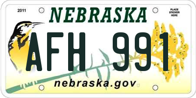 NE license plate AFH991