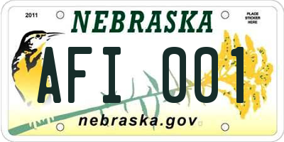 NE license plate AFI001