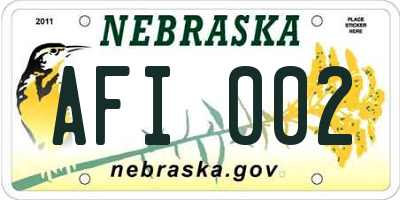 NE license plate AFI002