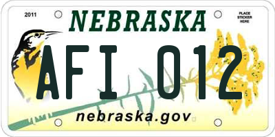 NE license plate AFI012