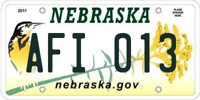NE license plate AFI013