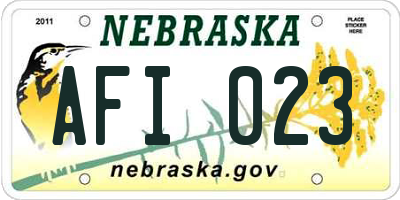 NE license plate AFI023