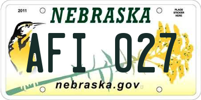 NE license plate AFI027