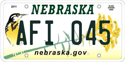 NE license plate AFI045