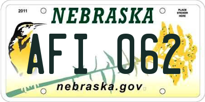 NE license plate AFI062