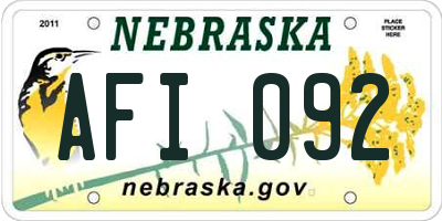 NE license plate AFI092