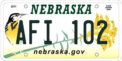 NE license plate AFI102