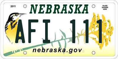 NE license plate AFI111