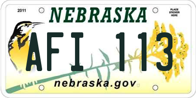 NE license plate AFI113