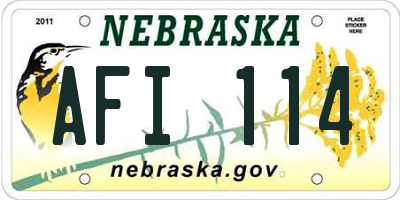 NE license plate AFI114