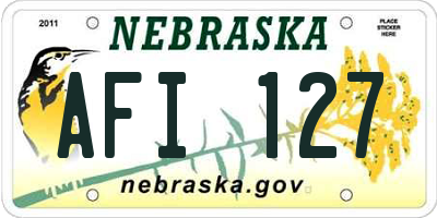 NE license plate AFI127
