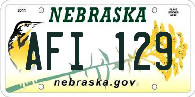 NE license plate AFI129