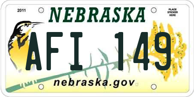 NE license plate AFI149