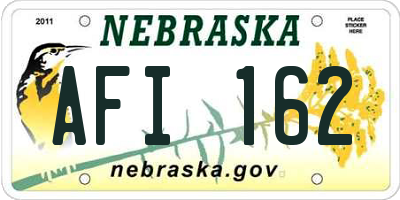 NE license plate AFI162