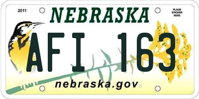 NE license plate AFI163