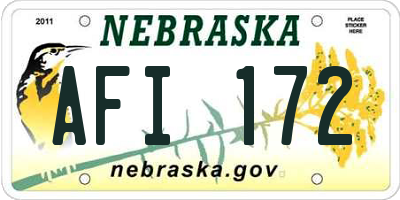 NE license plate AFI172