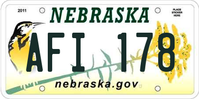 NE license plate AFI178