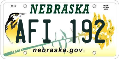 NE license plate AFI192
