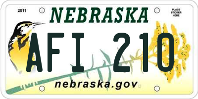 NE license plate AFI210