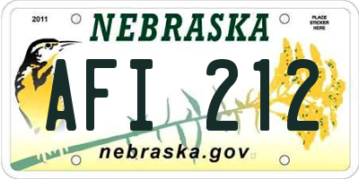 NE license plate AFI212
