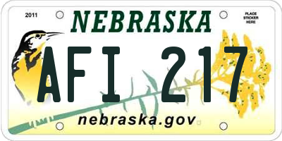 NE license plate AFI217
