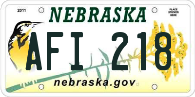 NE license plate AFI218