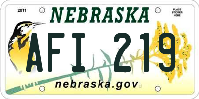 NE license plate AFI219