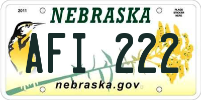 NE license plate AFI222