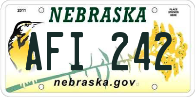NE license plate AFI242