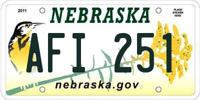 NE license plate AFI251
