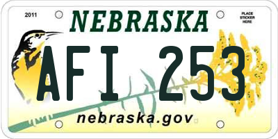 NE license plate AFI253