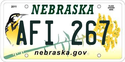 NE license plate AFI267