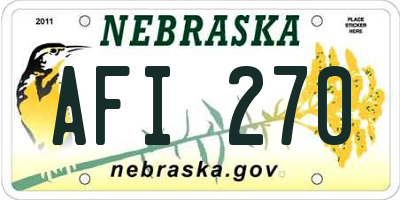 NE license plate AFI270