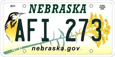 NE license plate AFI273