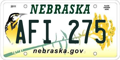NE license plate AFI275