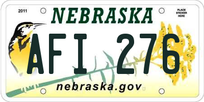 NE license plate AFI276