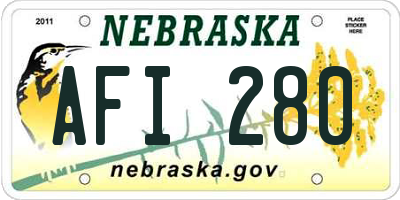 NE license plate AFI280