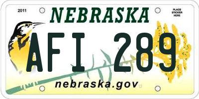 NE license plate AFI289