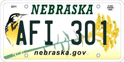 NE license plate AFI301