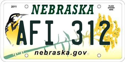 NE license plate AFI312