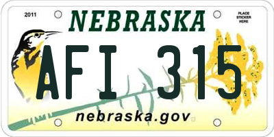 NE license plate AFI315